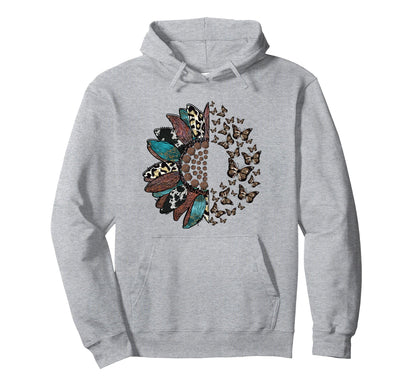 Western Sunflower Butterflies Country Hoodie - Aesthetic Graphic Unisex - T-Shirt, Sweatshirt, Hoodie