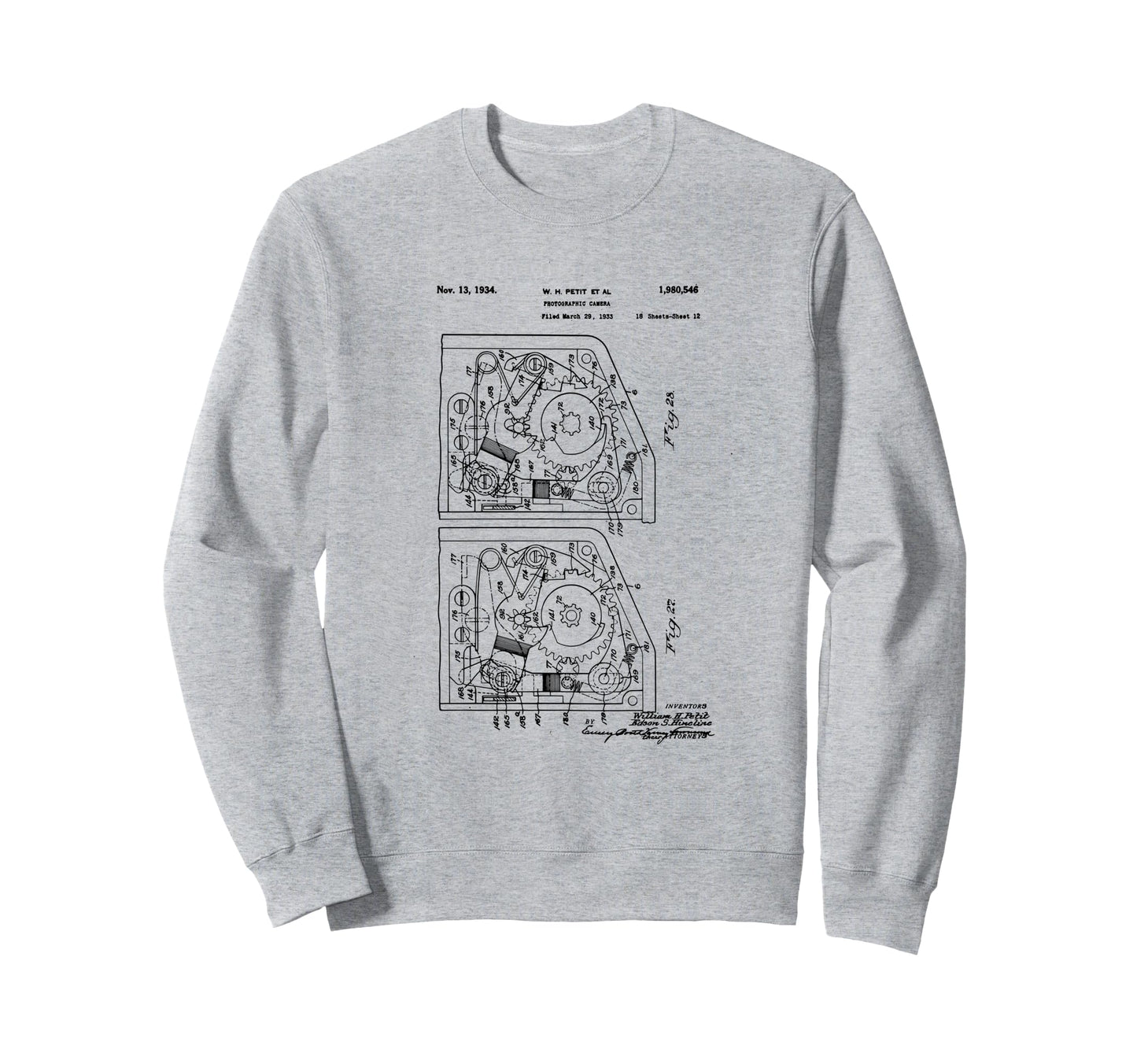 Camera Photographic Patent 1934 Sweatshirt - Fun Novelty Design Unisex - T-Shirt, Sweatshirt, Hoodie