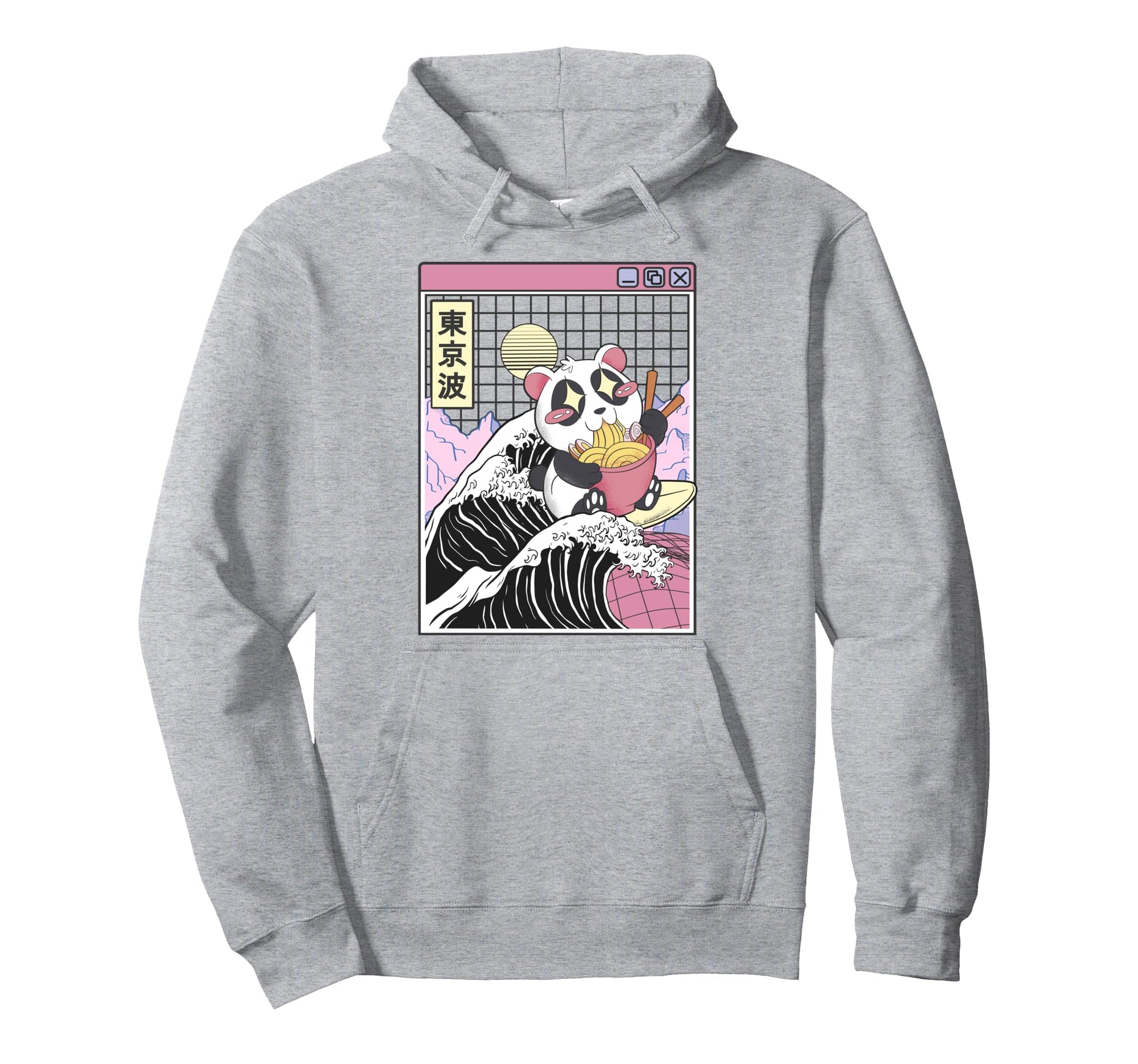 Panda Bear Ramen Japanese Wave Vaporwave Hoodie - Trendy Graphic Men Women - T-Shirt, Sweatshirt, Hoodie