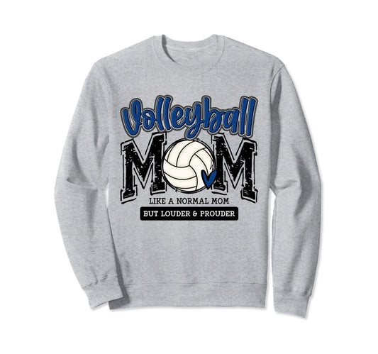 Volleyball Mom Blue Game Day Mama Sweatshirt - Unique Graphic Unisex - T-Shirt, Sweatshirt, Hoodie