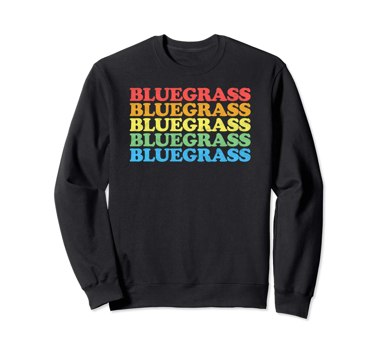 Distressed Bluegrass Rainbow Music Sweatshirt - Custom Art Print Men Women - T-Shirt, Sweatshirt, Hoodie