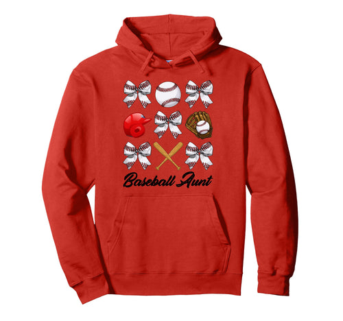 Baseball Aunt Bow Baseball Mom Mothers Hoodie - Trendy Graphic Men Women - T-Shirt, Sweatshirt, Hoodie