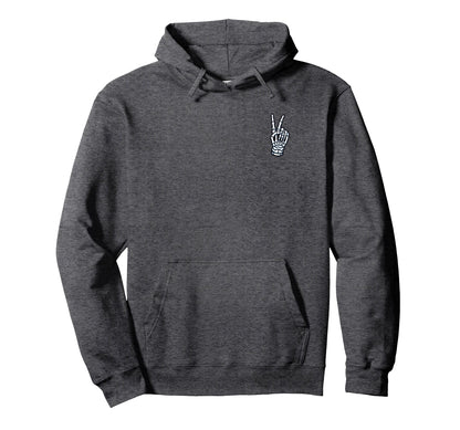 Skeleton Hand Peace Sign Bone Fall Hoodie - Streetwear Style Unisex - T-Shirt, Sweatshirt, Hoodie