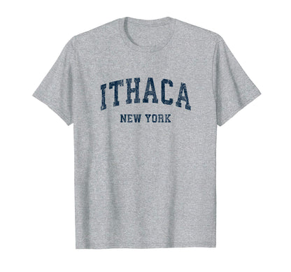 Ithaca New York Ny Varsity Sports Navy T-Shirt - Custom Art Print Men Women - T-Shirt, Sweatshirt, Hoodie