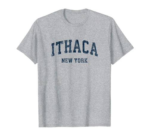 Ithaca New York Ny Varsity Sports Navy T-Shirt - Custom Art Print Men Women - T-Shirt, Sweatshirt, Hoodie