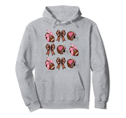 Womens Moms Coquette Bow Football Lover Hoodie - Custom Art Print Unisex - T-Shirt, Sweatshirt, Hoodie