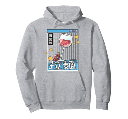 Wine Glass Digital Japan Pastel Otaku Hoodie - Minimalist Print Men Women - T-Shirt, Sweatshirt, Hoodie