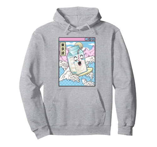 Surfing Milk Carton Japanese Waves Hoodie - Fun Novelty Design for Adults - T-Shirt, Sweatshirt, Hoodie