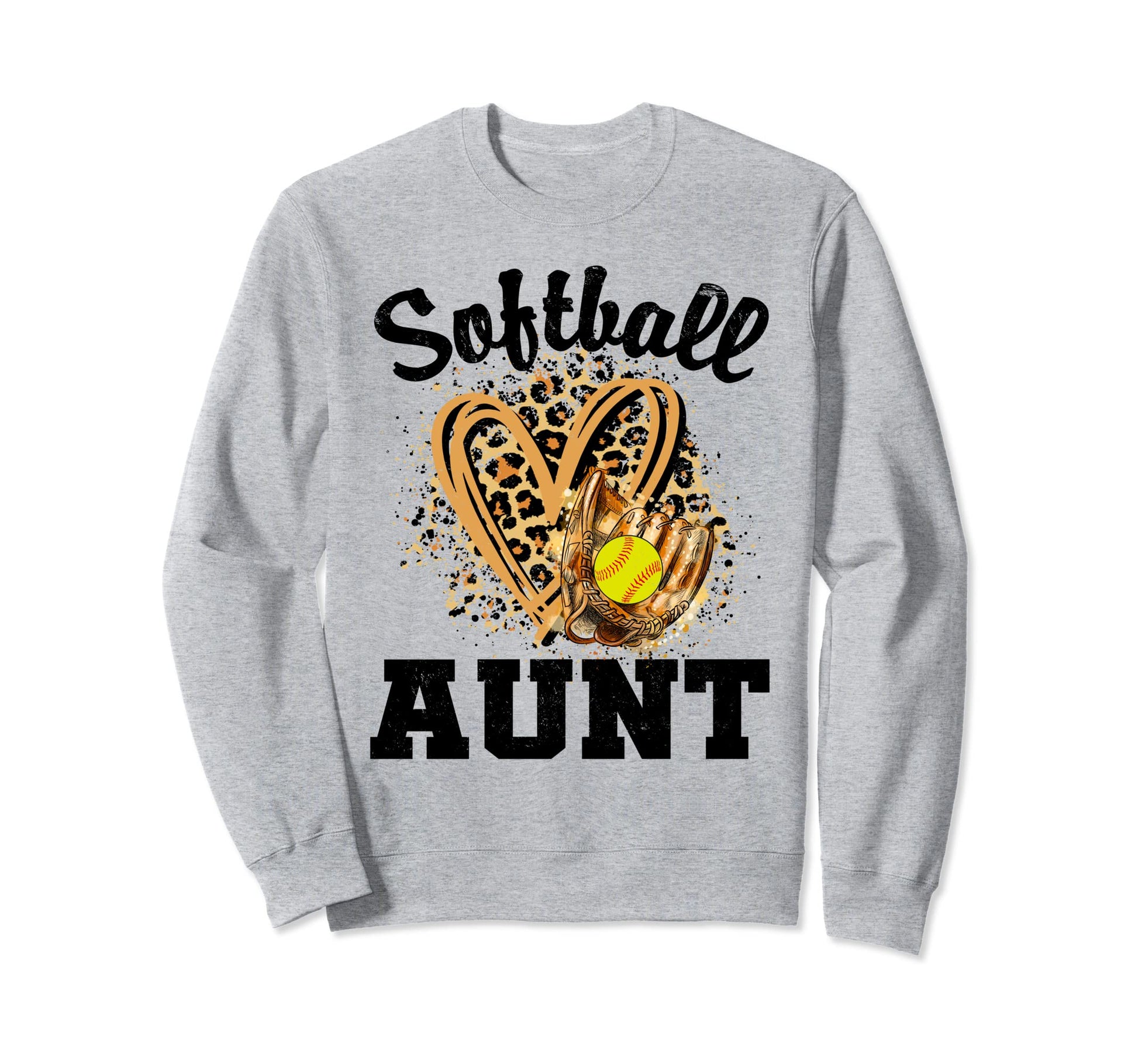 Leopard Heart Game Day Baseball Auntie Hoodie - Novelty Apparel for Adults - T-Shirt, Sweatshirt, Hoodie
