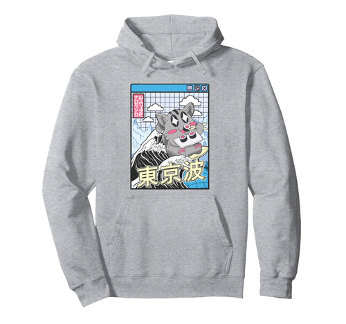 Cat Eating Sushi Surfing Kanagawa Hoodie - Custom Art Print for Adults - T-Shirt, Sweatshirt, Hoodie
