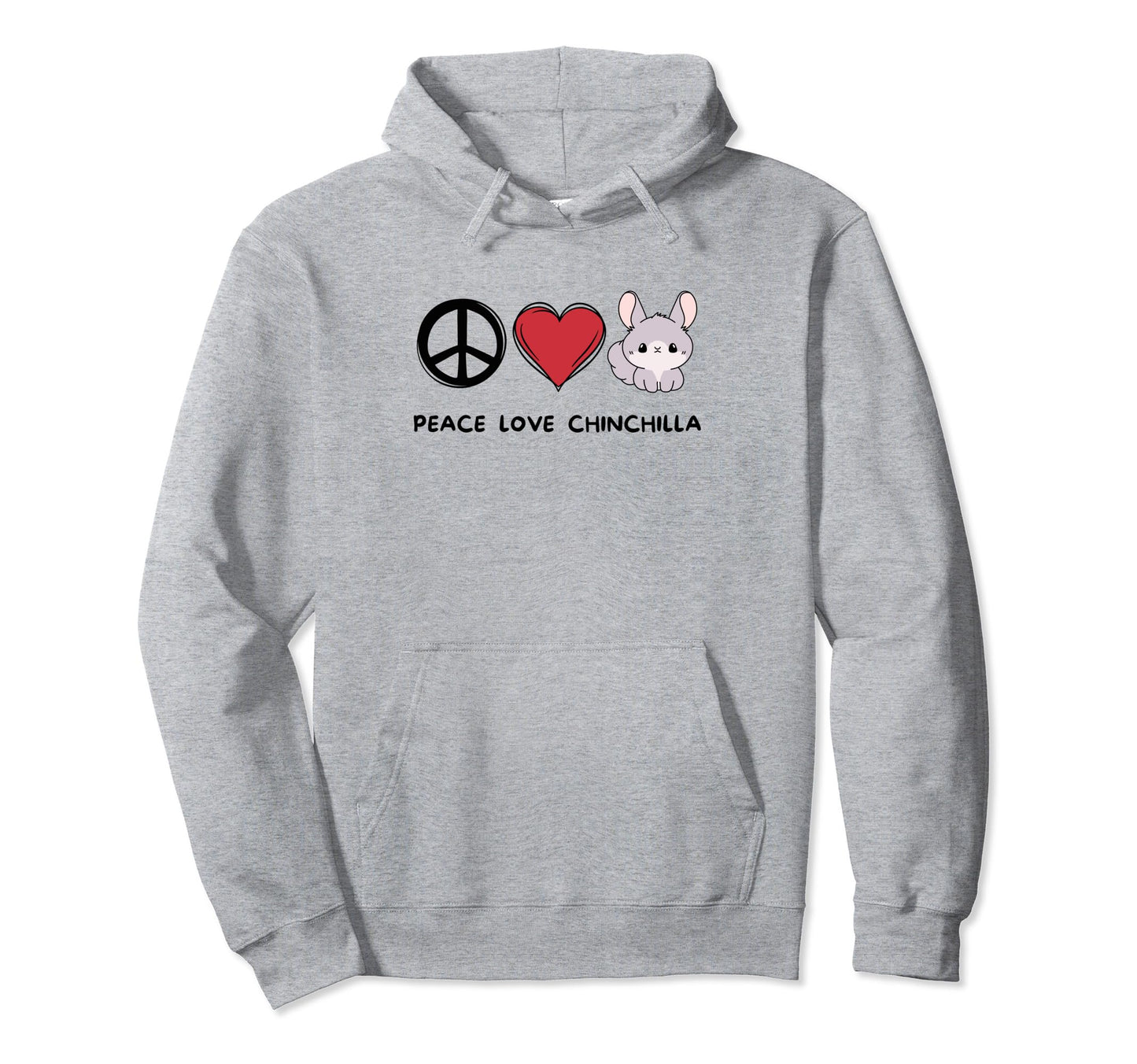 Kawaii Chinchilla Lover Peace Love Hoodie - Unique Graphic for Adults - T-Shirt, Sweatshirt, Hoodie
