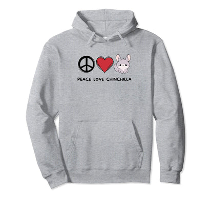 Kawaii Chinchilla Lover Peace Love Hoodie - Unique Graphic for Adults - T-Shirt, Sweatshirt, Hoodie