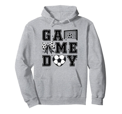 Soccer Coquette Bow Gameday Cheer Mom Hoodie - Graphic Print Men Women - T-Shirt, Sweatshirt, Hoodie