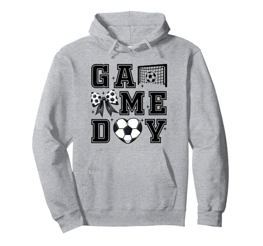 Soccer Coquette Bow Gameday Cheer Mom Hoodie - Graphic Print Men Women - T-Shirt, Sweatshirt, Hoodie