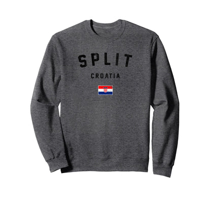 Varsity Split Croatia Sweatshirt - Fun Novelty Design Unisex - T-Shirt, Sweatshirt, Hoodie