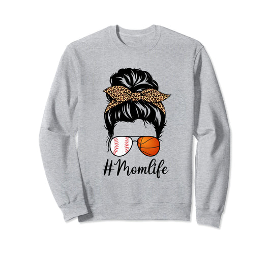 Basketball And Baseball Mom Messy Sweatshirt - Minimalist Print for Adults - T-Shirt, Sweatshirt, Hoodie