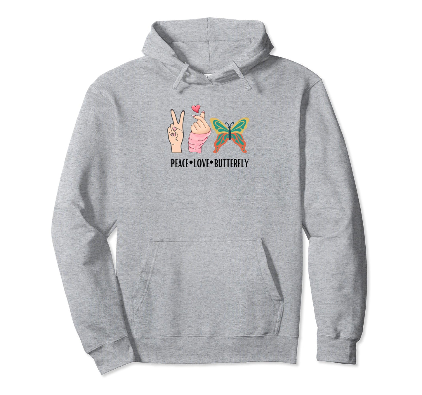 Peace Love Butterfly Hoodie - Streetwear Style for Adults - T-Shirt, Sweatshirt, Hoodie