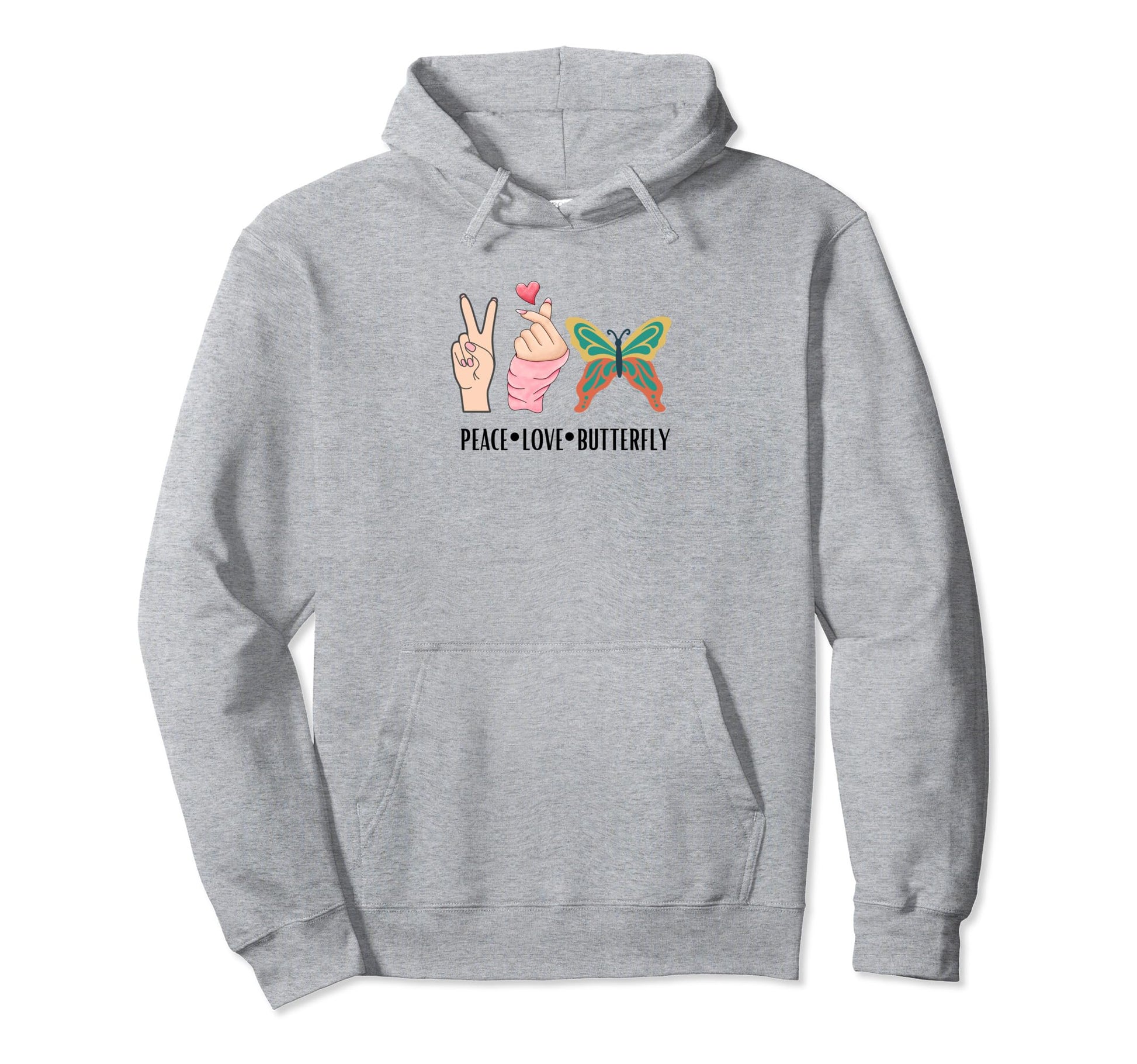 Peace Love Butterfly Hoodie - Streetwear Style for Adults - T-Shirt, Sweatshirt, Hoodie