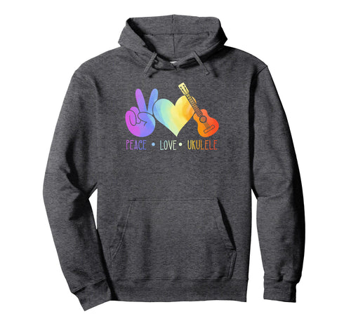 Peace Hawaiian Ukulele Music Love Hoodie - Graphic Print Men Women - T-Shirt, Sweatshirt, Hoodie