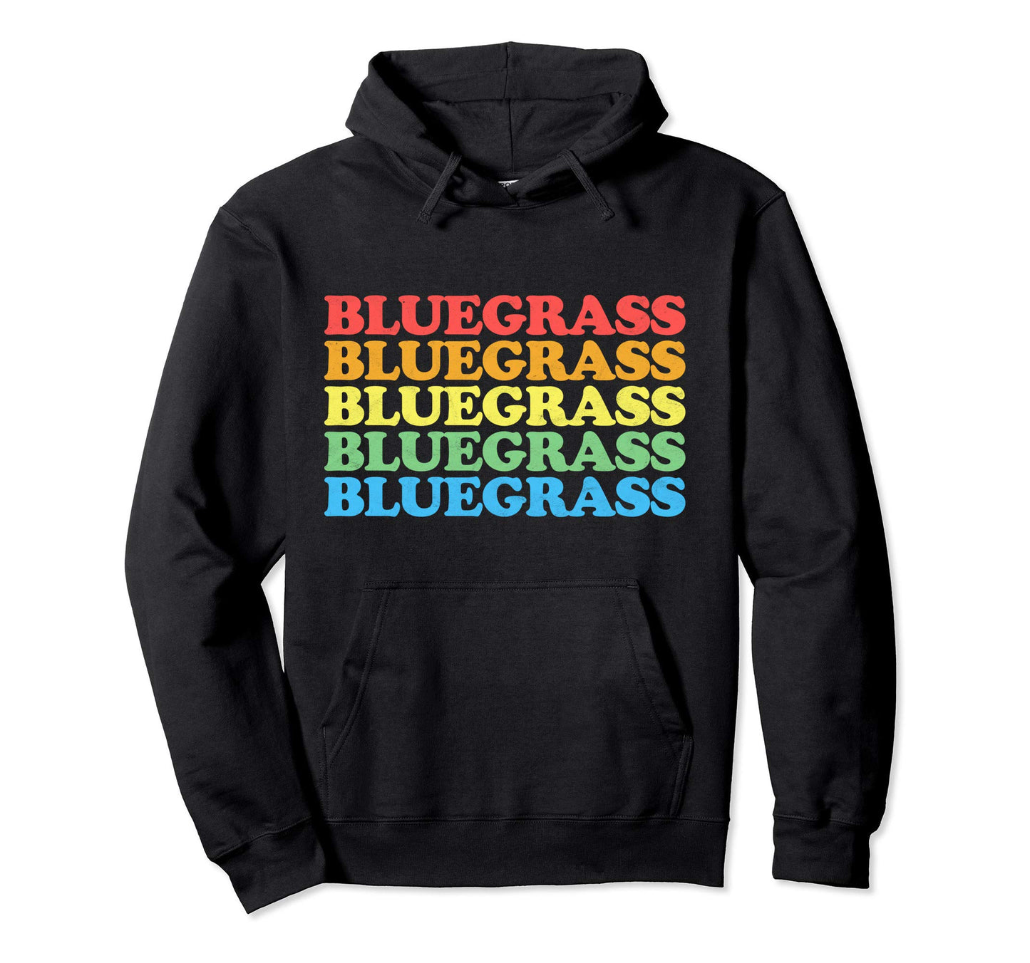 Distressed Bluegrass Rainbow Music Hoodie - Streetwear Style for Adults - T-Shirt, Sweatshirt, Hoodie