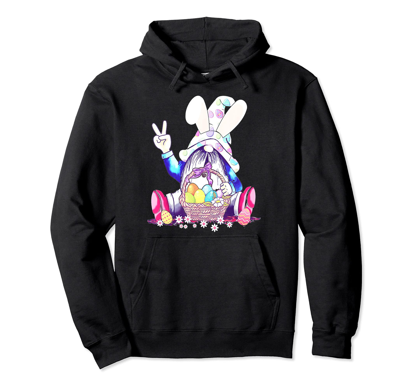 Peace Love Gnome Hippie Gnome Easter Egg Hoodie - Graphic Print Men Women - T-Shirt, Sweatshirt, Hoodie