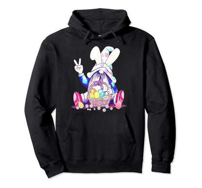 Peace Love Gnome Hippie Gnome Easter Egg Hoodie - Graphic Print Men Women - T-Shirt, Sweatshirt, Hoodie