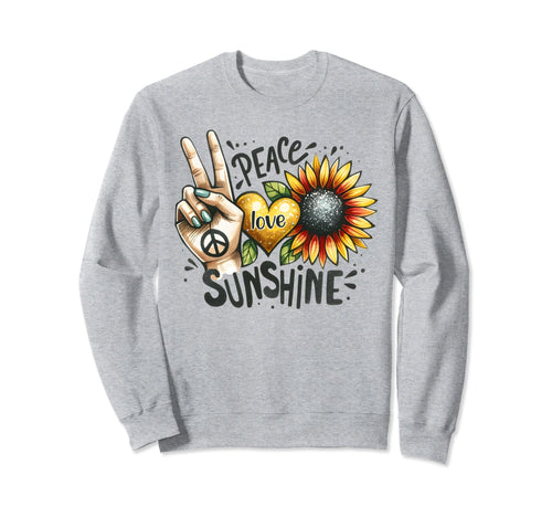 Peace Love Sunshine Sunflowers Boho Sweatshirt - Unique Graphic Unisex - T-Shirt, Sweatshirt, Hoodie