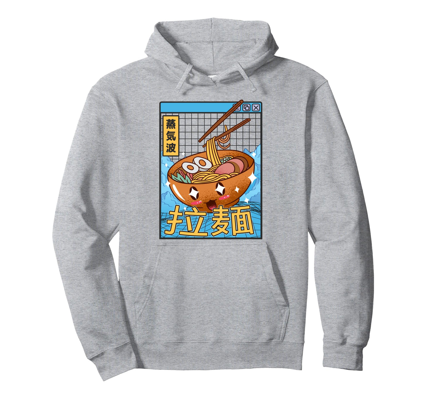 Ramen Noodles Bowl Kawaii Grid Hoodie - Casual Everyday Wear for Adults - T-Shirt, Sweatshirt, Hoodie