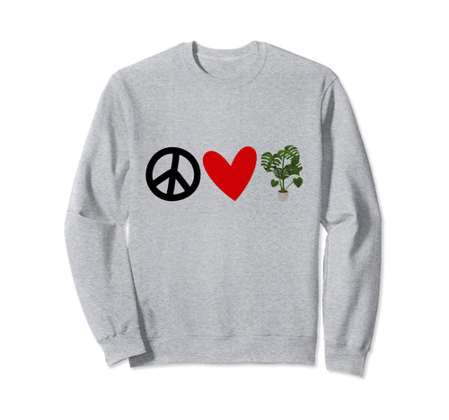 Monstera Deliciosa Plant Peace Sweatshirt - Minimalist Print Men Women - T-Shirt, Sweatshirt, Hoodie