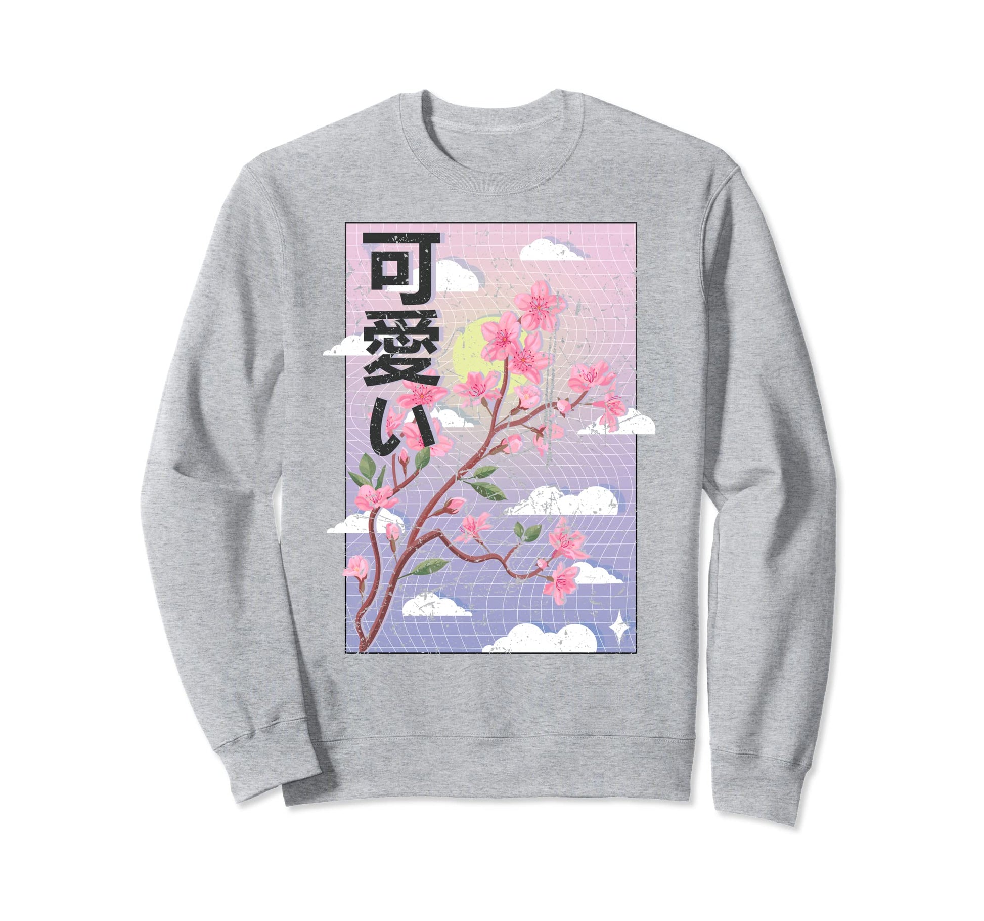 Grunge Japanese Cherry Blossom Sakura Sweatshirt - Graphic Print Men Women - T-Shirt, Sweatshirt, Hoodie