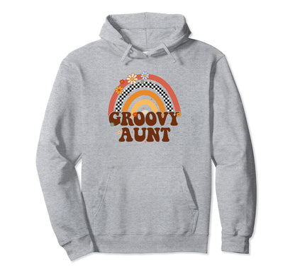 Groovy Aunt Matching Family Rainbow Hoodie - Streetwear Style for Adults - T-Shirt, Sweatshirt, Hoodie