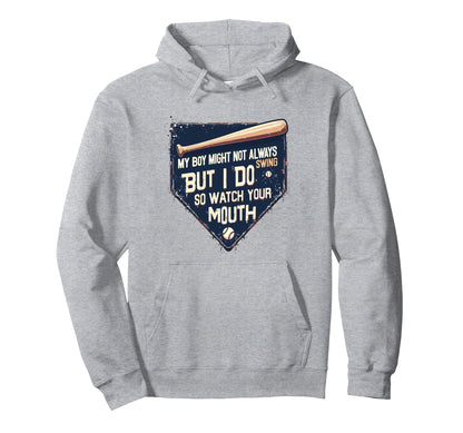 Funny Baseball Parent Swing Joke Hoodie - Custom Art Print Men Women - T-Shirt, Sweatshirt, Hoodie