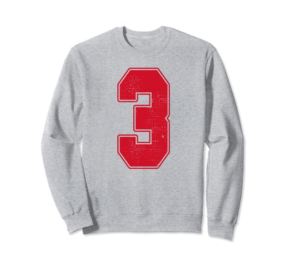 3 Outline Number 3 Varsity Fan Sweatshirt - Graphic Print for Adults - T-Shirt, Sweatshirt, Hoodie