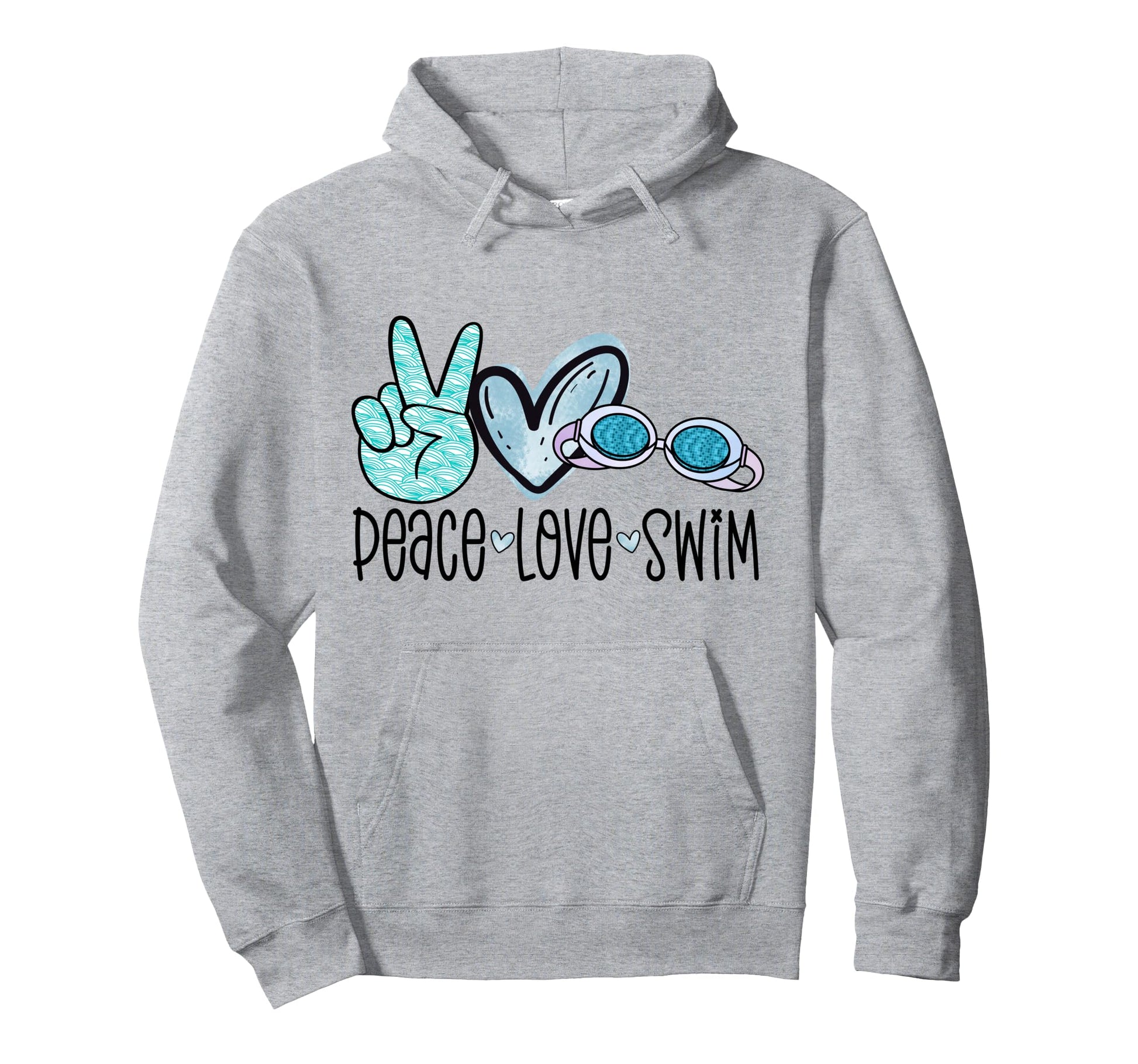 Peace Love Swim Funny Swimming Googles Hoodie - Unique Graphic Men Women - T-Shirt, Sweatshirt, Hoodie