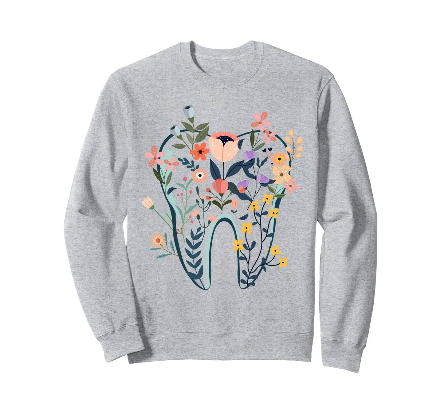 Floral Tooth Boho Flower Dental Sweatshirt - Streetwear Style Unisex - T-Shirt, Sweatshirt, Hoodie