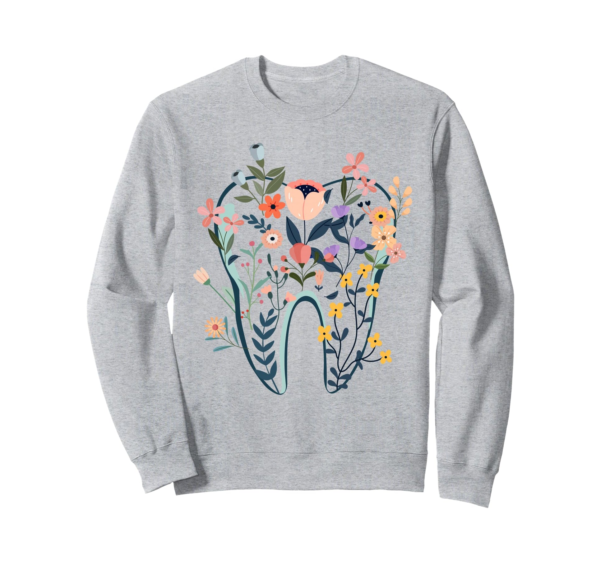 Floral Tooth Boho Flower Dental Sweatshirt - Streetwear Style Unisex - T-Shirt, Sweatshirt, Hoodie