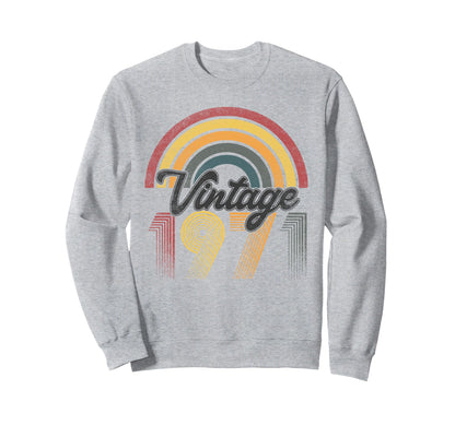 1971 54Th Birthday Rainbow Sweatshirt - Trendy Graphic Unisex - T-Shirt, Sweatshirt, Hoodie
