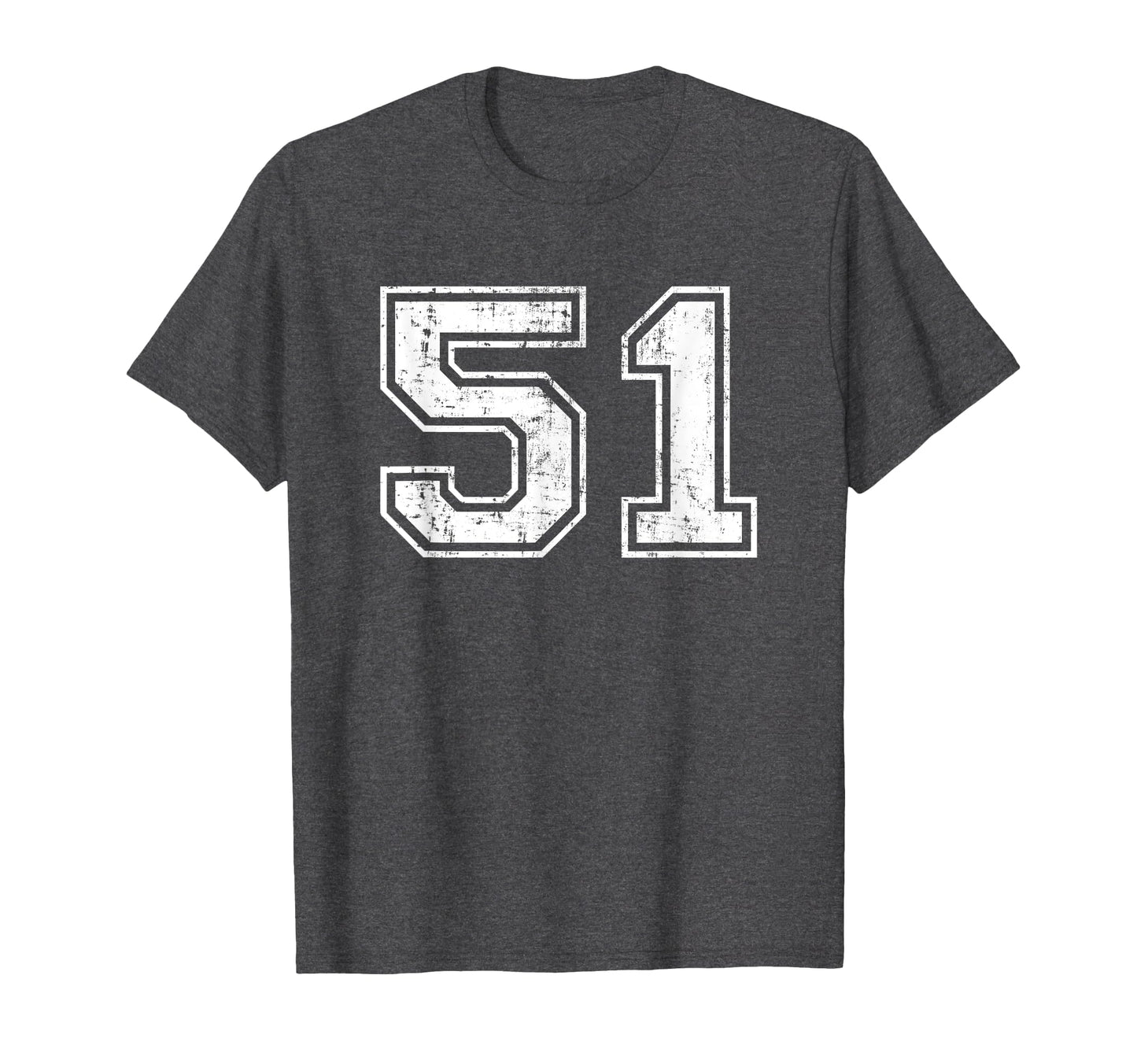 Number 51 Varsity Distressed T-Shirt - Casual Everyday Wear for Adults - T-Shirt, Sweatshirt, Hoodie