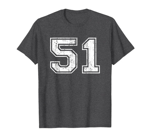 Number 51 Varsity Distressed T-Shirt - Casual Everyday Wear for Adults - T-Shirt, Sweatshirt, Hoodie