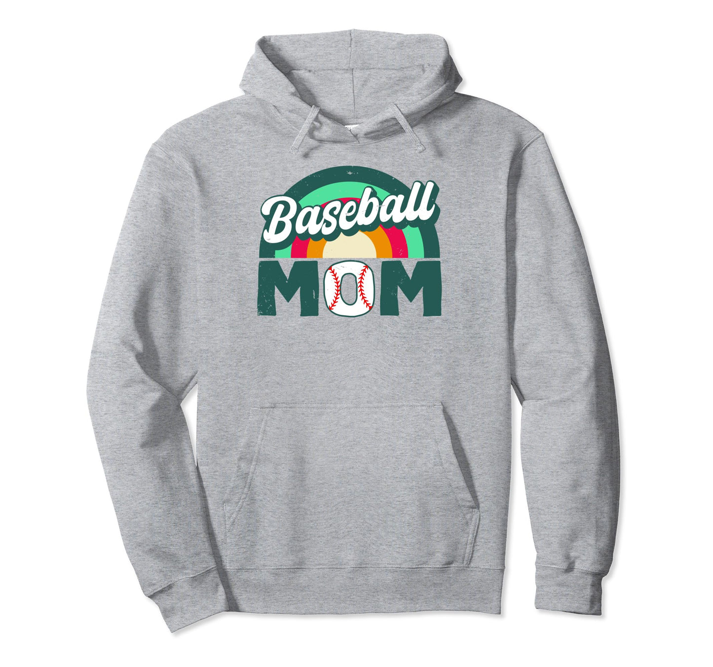 Baseball Mom Rainbow Game Day Funny Hoodie - Novelty Apparel for Adults - T-Shirt, Sweatshirt, Hoodie
