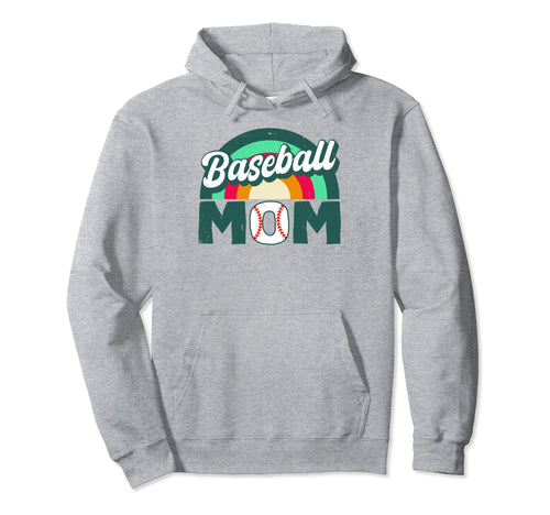 Baseball Mom Rainbow Game Day Funny Hoodie - Novelty Apparel for Adults - T-Shirt, Sweatshirt, Hoodie