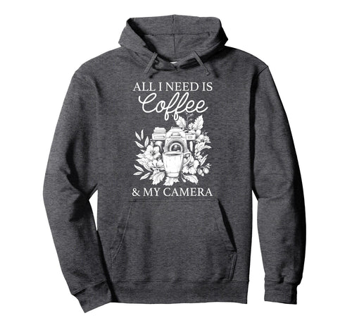 Coffee Camera Photographer Flowers Hoodie - Fun Novelty Design Unisex - T-Shirt, Sweatshirt, Hoodie