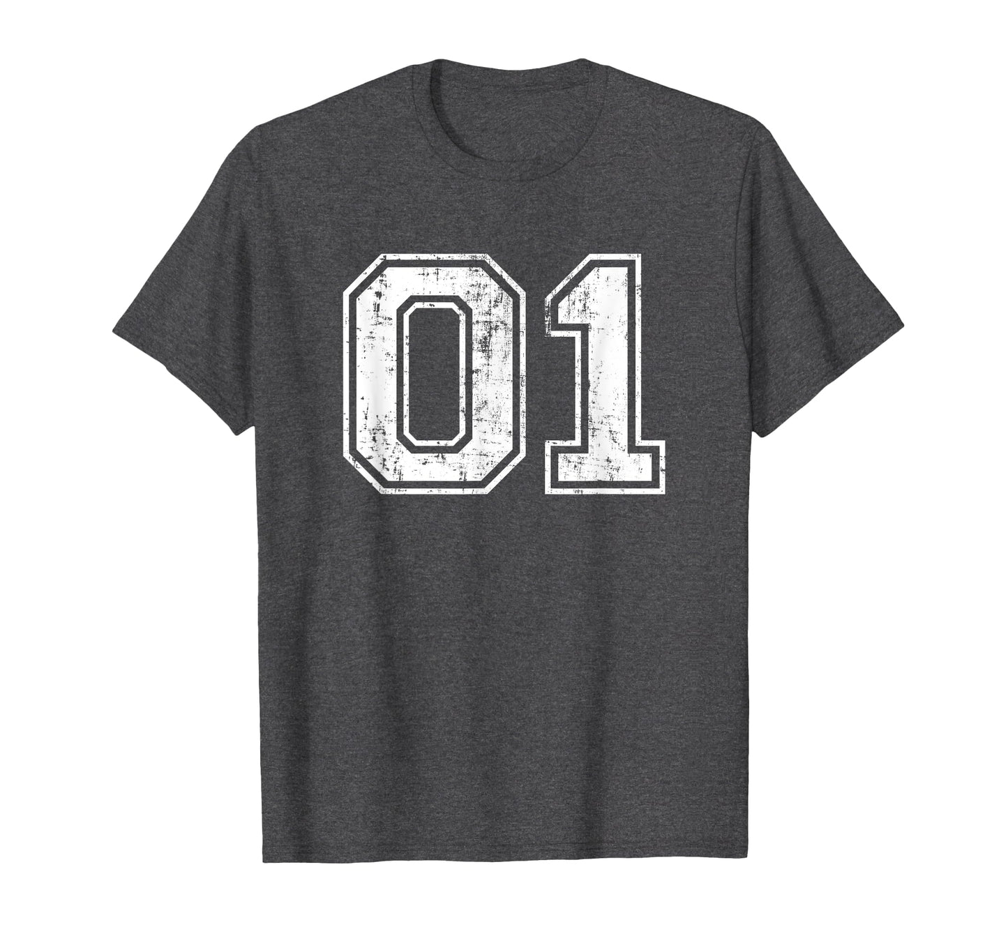Number 01 One Varsity Distressed T-Shirt - Fun Novelty Design for Adults - T-Shirt, Sweatshirt, Hoodie