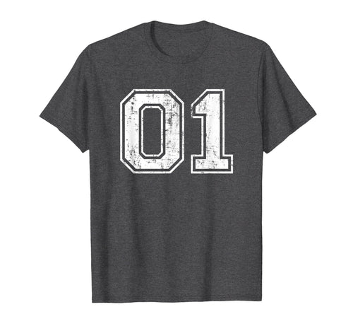 Number 01 One Varsity Distressed T-Shirt - Fun Novelty Design for Adults - T-Shirt, Sweatshirt, Hoodie