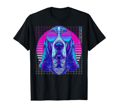 Basset Hound Sunglasses Dog Vaporwave T-Shirt - Unique Graphic for Adults - T-Shirt, Sweatshirt, Hoodie
