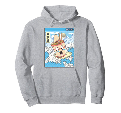 Instant Ramen Noodles Surfing Japanese Hoodie - Unique Graphic Men Women - T-Shirt, Sweatshirt, Hoodie
