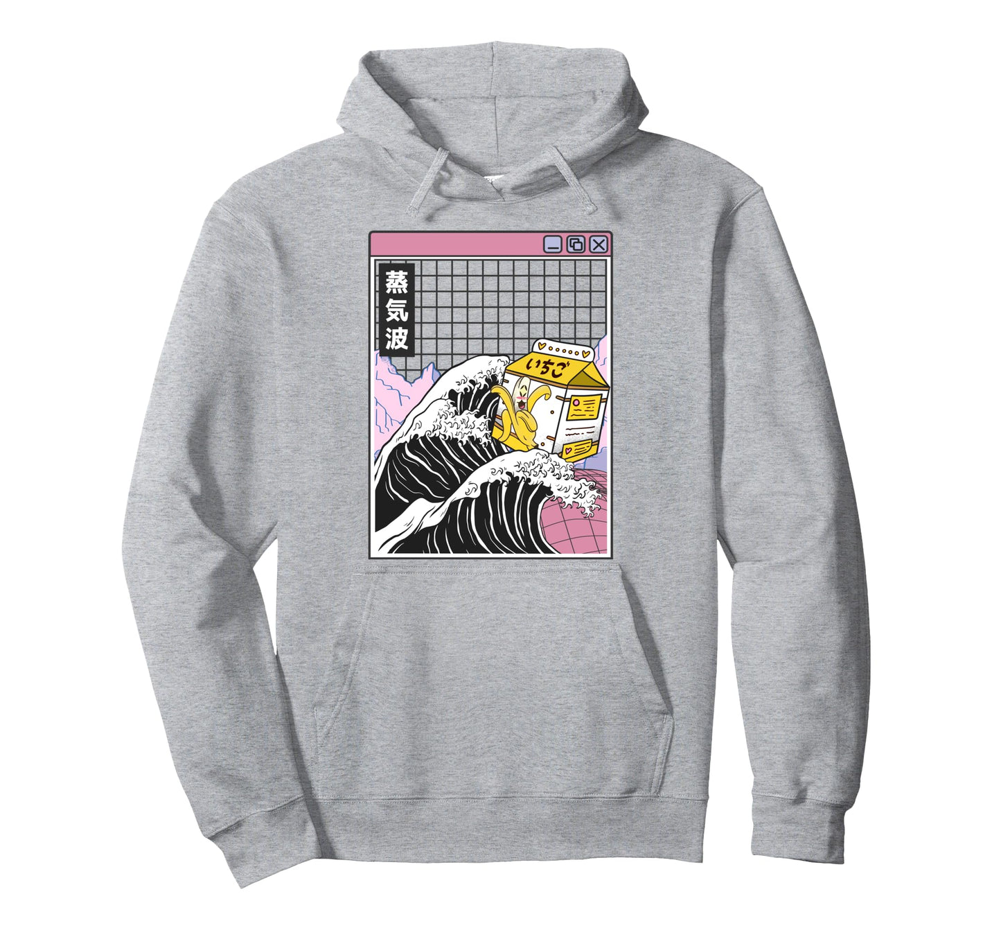 Banana Milk Kanagawa Wave Grid Hoodie - Casual Everyday Wear Men Women - T-Shirt, Sweatshirt, Hoodie