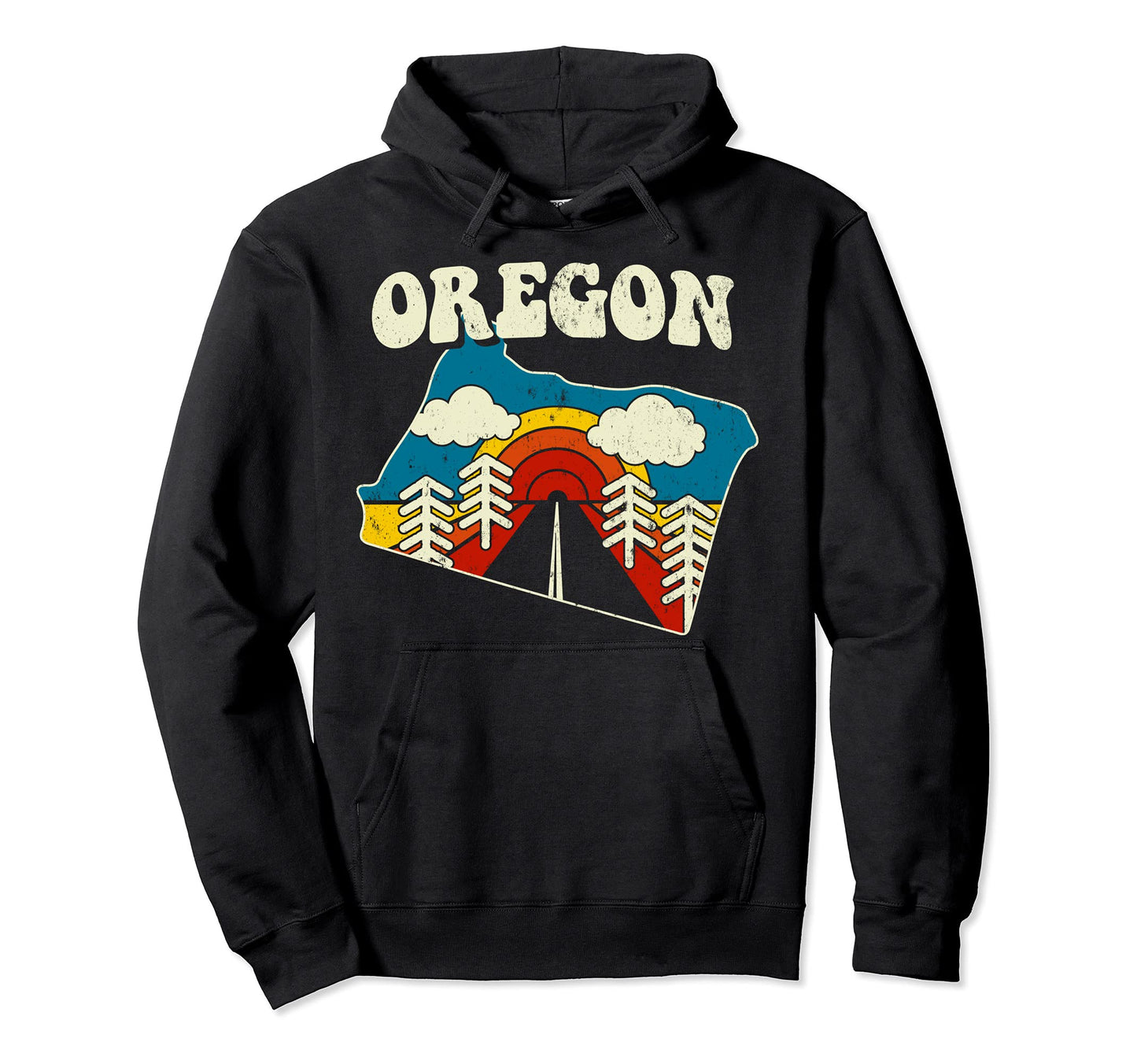 Oregon State Rainbow Hippie 70S Map Hoodie - Aesthetic Graphic for Adults - T-Shirt, Sweatshirt, Hoodie