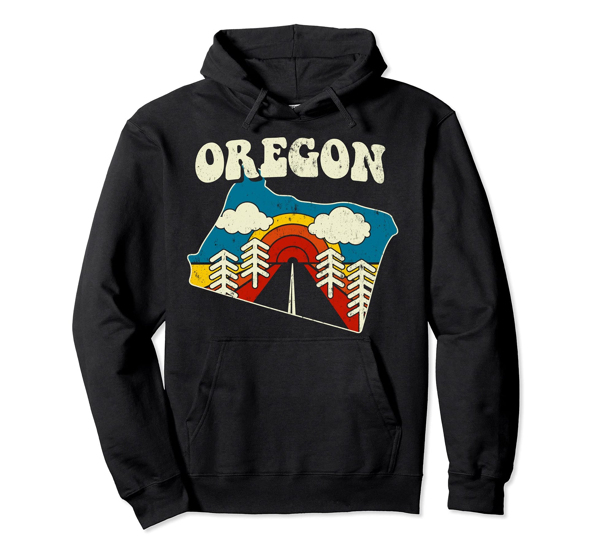 Oregon State Rainbow Hippie 70S Map Hoodie - Aesthetic Graphic for Adults - T-Shirt, Sweatshirt, Hoodie