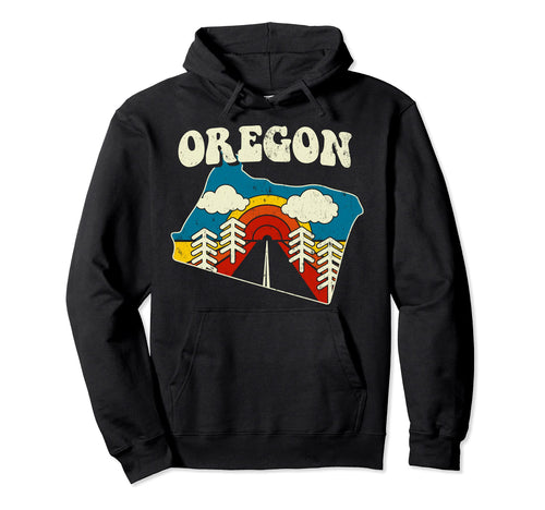 Oregon State Rainbow Hippie 70S Map Hoodie - Aesthetic Graphic for Adults - T-Shirt, Sweatshirt, Hoodie